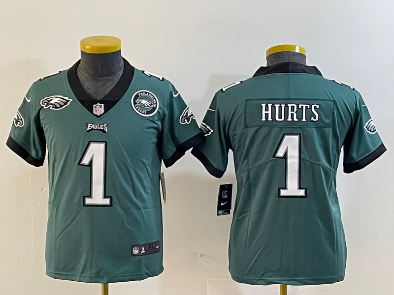 Youth 2025 Philadelphia Eagles #1 Hurts green Nike NFL jersey style 8